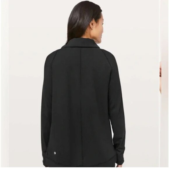 Lululemon Rulu Rally Wrap Jacket Women's 6 Black Cowl Neck Snap Cardigan W3EE0S - Picture 2 of 14